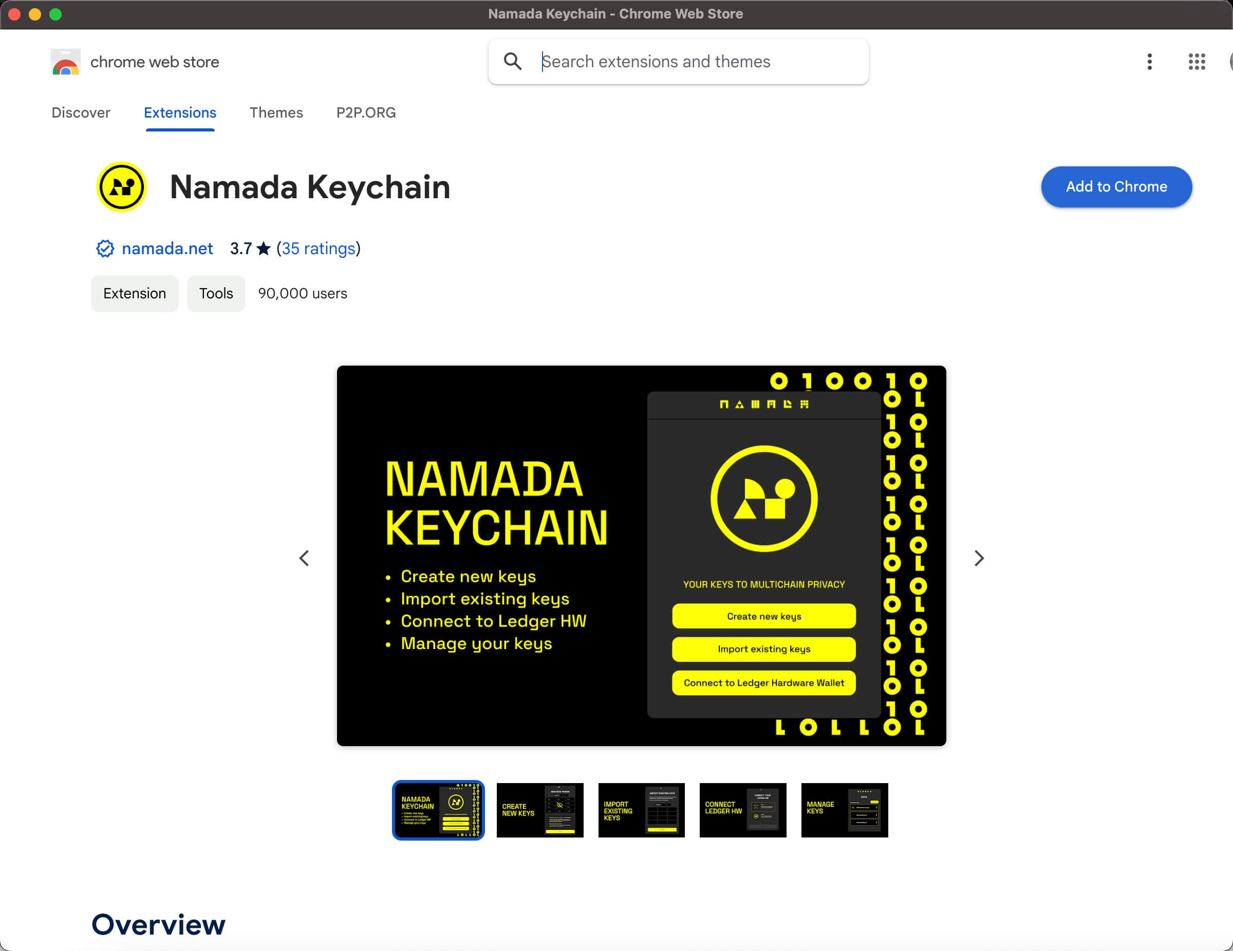 Download the Namada Keychain Browser Extension
