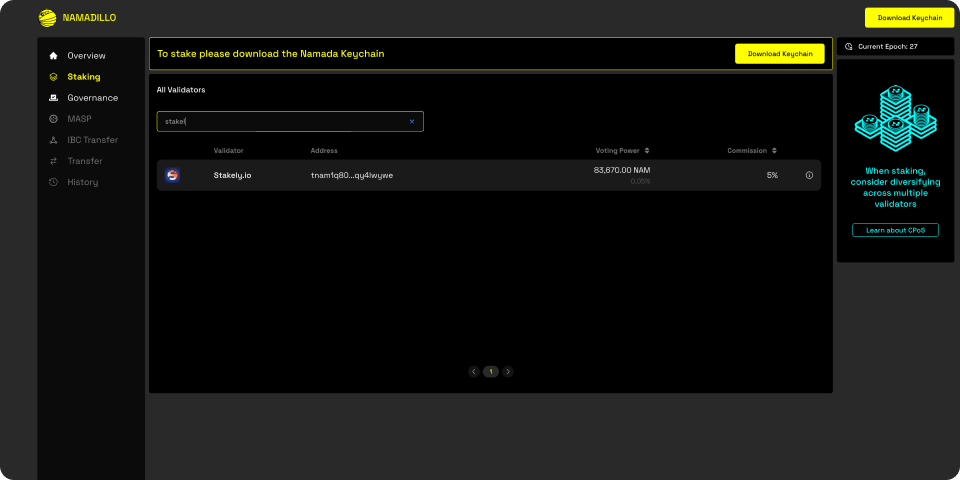 Step 8: Select Stakely as your trusted validator