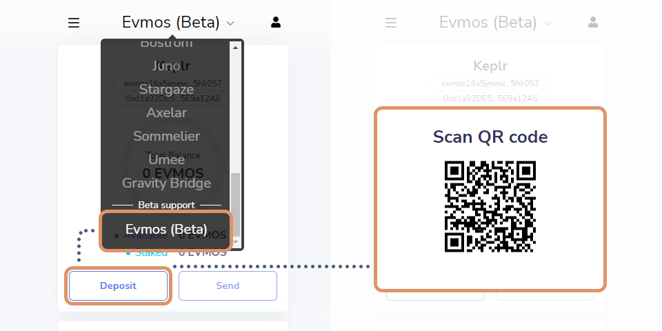 Keplr deposit step