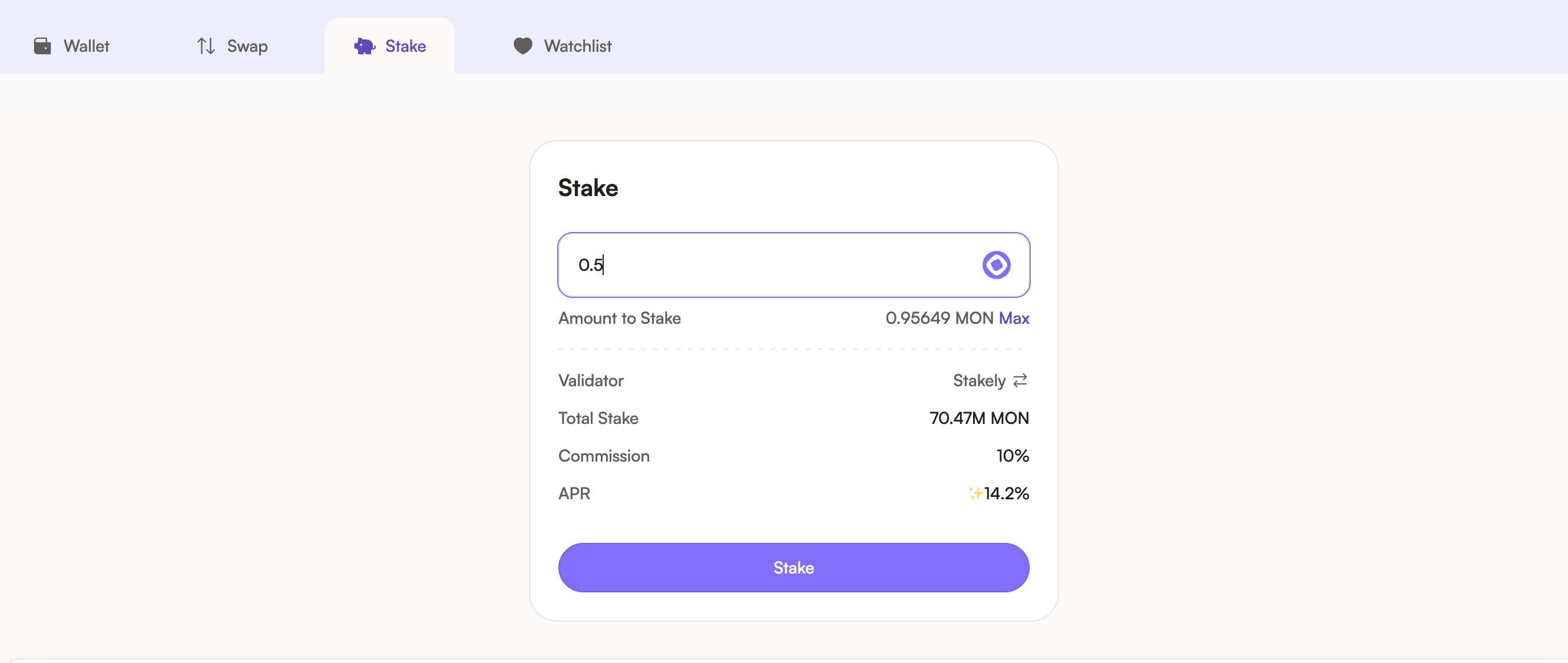 Paso 3 del tutorial de Monad para hacer staking de  con MetaMask