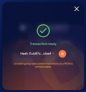 Step 4 of the Monad tutorial for staking  using Rabby