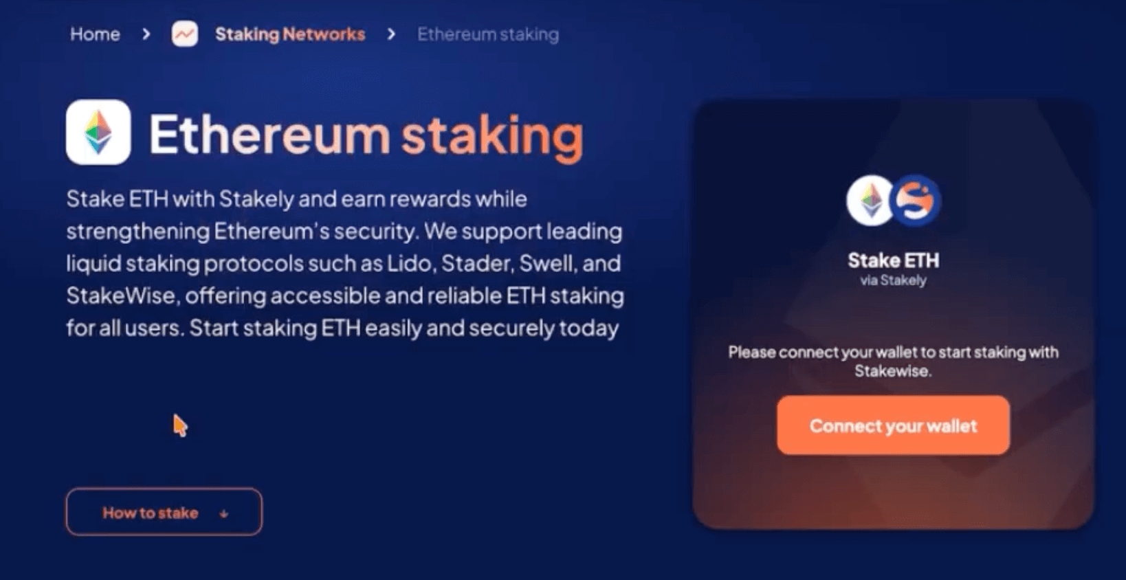 Paso 2 del tutorial de Ethereum para hacer staking de  con Rabby en StakeWise