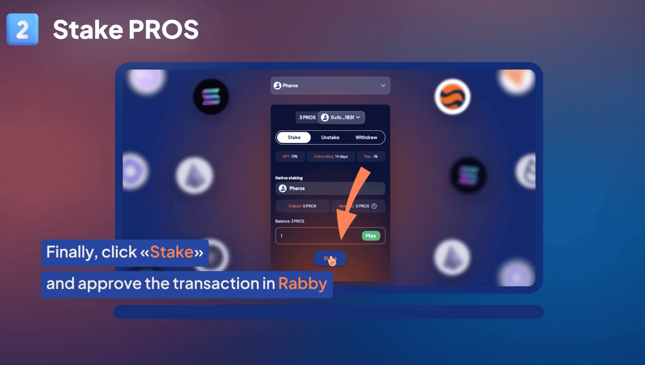 Paso 3 del tutorial de Pharos para hacer staking de con Rabby