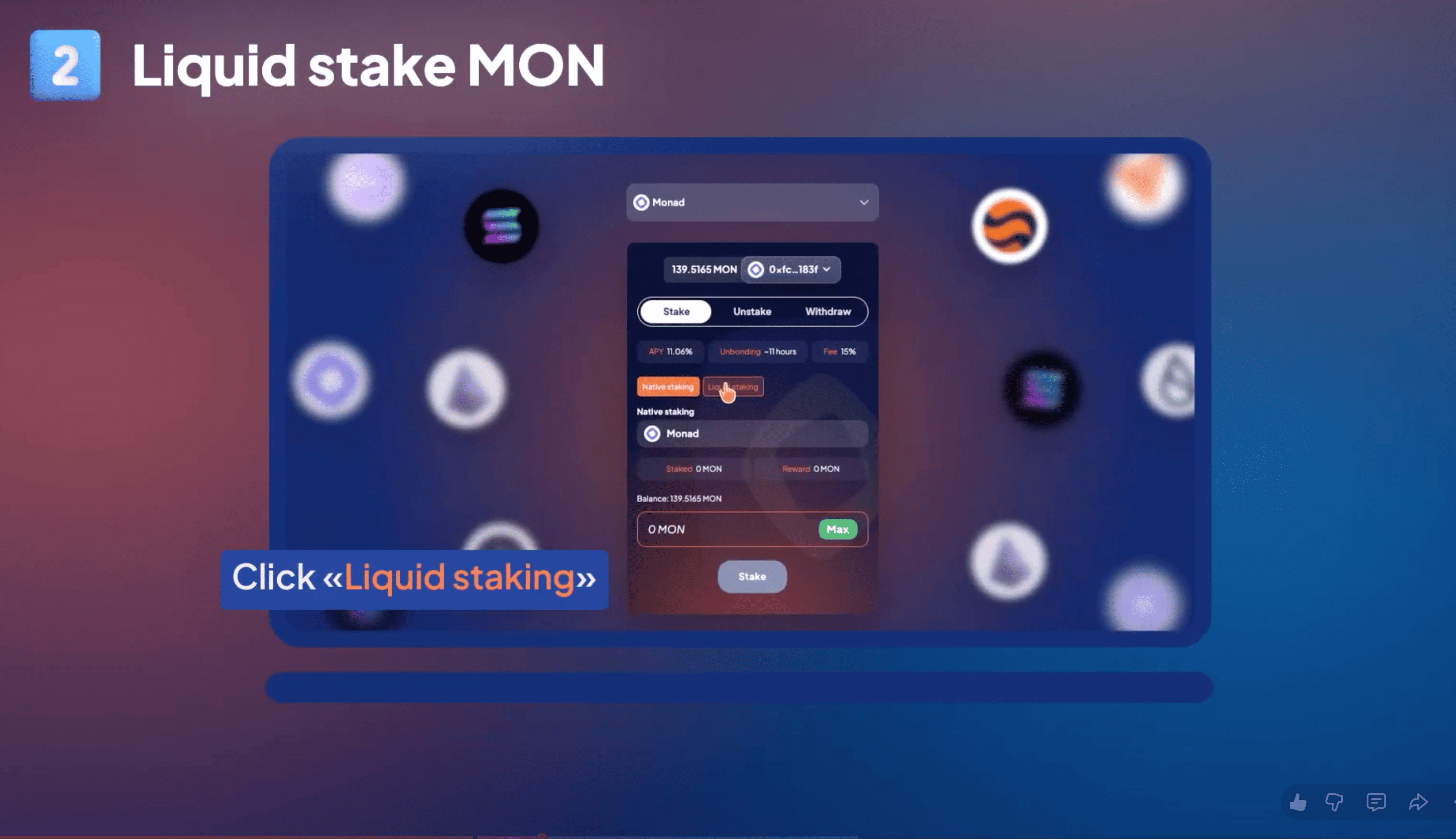 Paso 2 del tutorial de Monad para hacer staking de  con Rabby en Magma