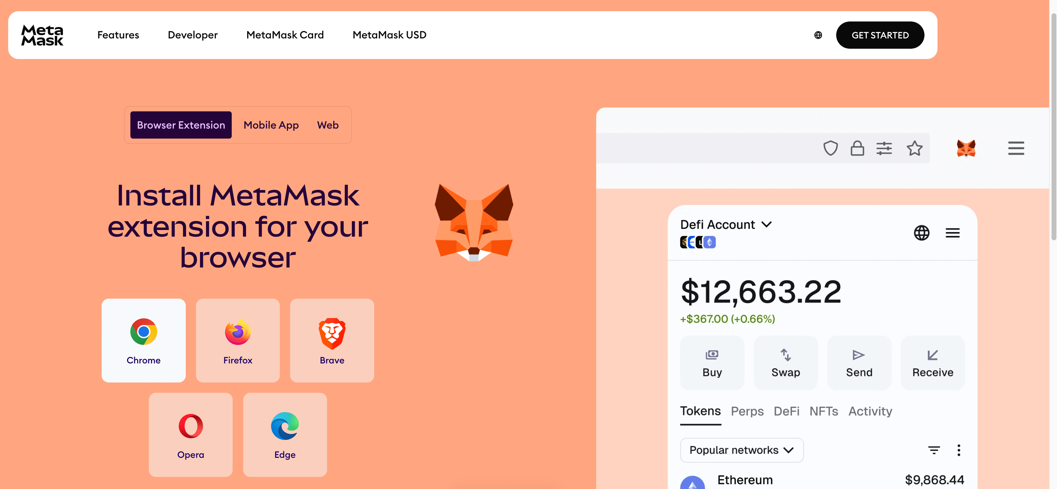 Étape 1 du tutoriel de Ethereum pour le staking de  avec MetaMask sur StakeWise