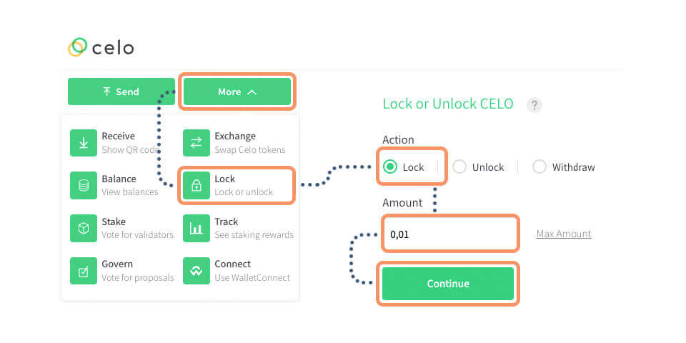 Step 2 of the Celo tutorial for staking  using Cello Wallet